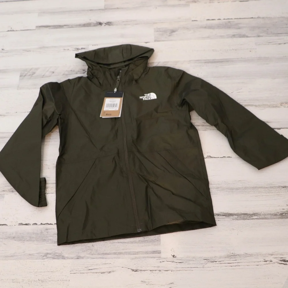 The North Face Boy's Zipline Rain Jacket New Taupe Green 14/16 Large